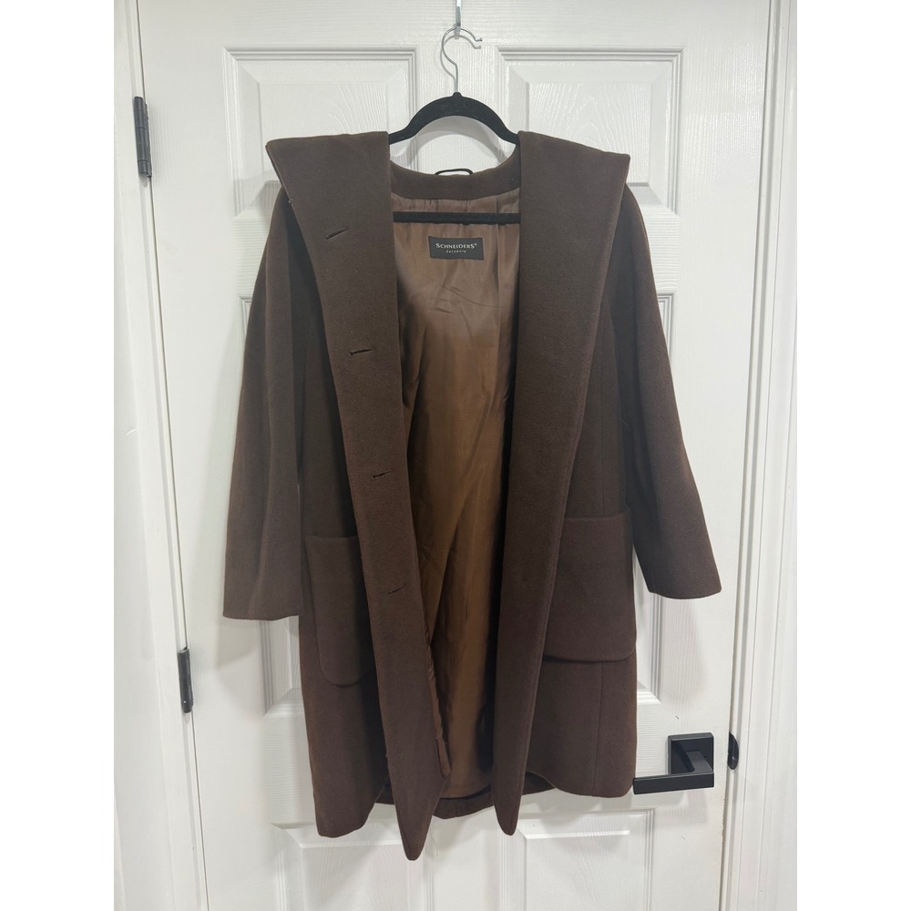 Schneiders Salzburg Wool Blend Hooded Coat Brown Classic Elegant Outerwear - Picture 9 of 10